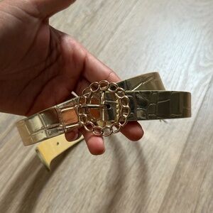 ALDO gold crocodile-embossed belt